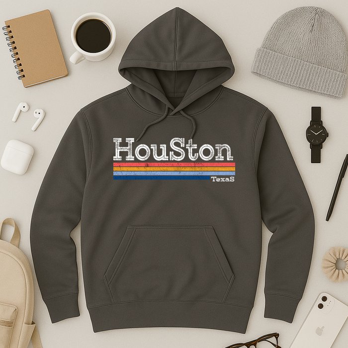 Retro Vintage 80s Style Houston Texas Logo Hoodie