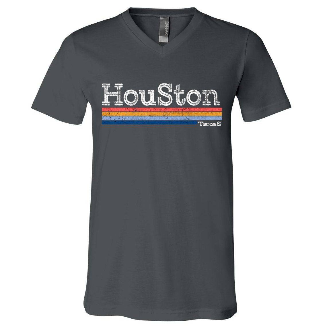 Retro Vintage 80s Style Houston Texas Logo V-Neck T-Shirt