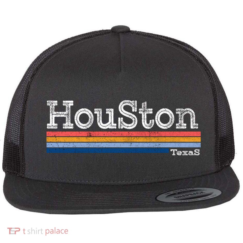 Retro Vintage 80s Style Houston Texas Logo Flat Bill Trucker Hat