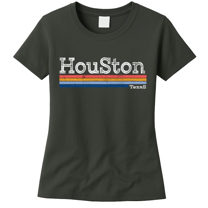 Retro Vintage 80s Style Houston Texas Logo Womens T-Shirt