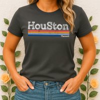 Retro Vintage 80s Style Houston Texas Logo Womens T-Shirt