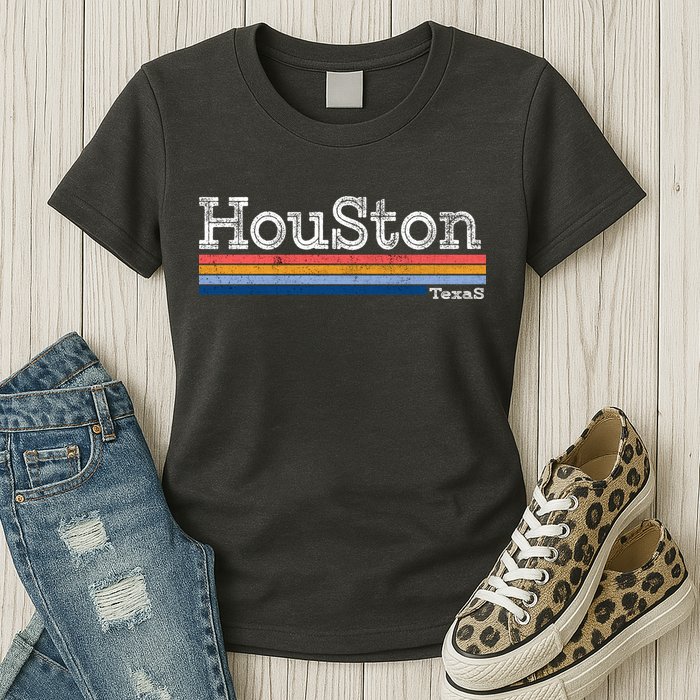 Retro Vintage 80s Style Houston Texas Logo Womens T-Shirt
