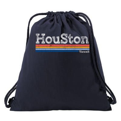 Retro Vintage 80s Style Houston Texas Logo Drawstring Bag