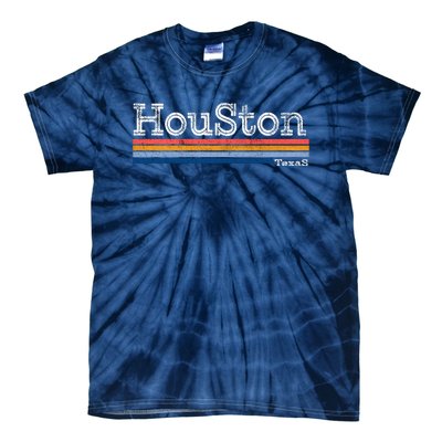 Retro Vintage 80s Style Houston Texas Logo Tie-Dye T-Shirt