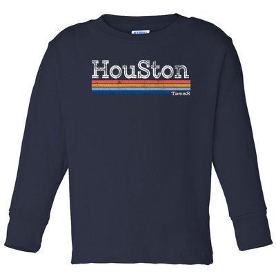 Retro Vintage 80s Style Houston Texas Logo Toddler Long Sleeve Shirt