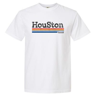 Retro Vintage 80s Style Houston Texas Logo Garment-Dyed Heavyweight T-Shirt