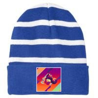 Retro Vintage Aesthetic Blueberry Gift Striped Beanie with Solid Band