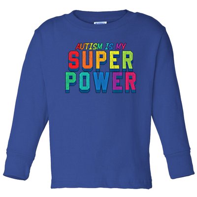 Retro Vintage Autism Is My Super Power Autistic Gift Toddler Long Sleeve Shirt