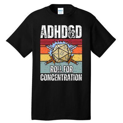 Retro Vintage Adhd&D Roll For Concentration Tall T-Shirt