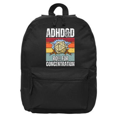 Retro Vintage Adhd&D Roll For Concentration 16 in Basic Backpack