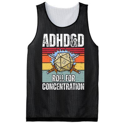 Retro Vintage Adhd&D Roll For Concentration Mesh Reversible Basketball Jersey Tank