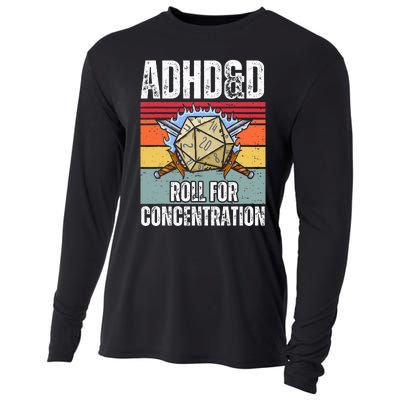 Retro Vintage Adhd&D Roll For Concentration Cooling Performance Long Sleeve Crew