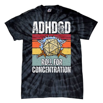 Retro Vintage Adhd&D Roll For Concentration Tie-Dye T-Shirt