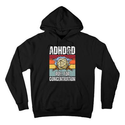 Retro Vintage Adhd&D Roll For Concentration Tall Hoodie