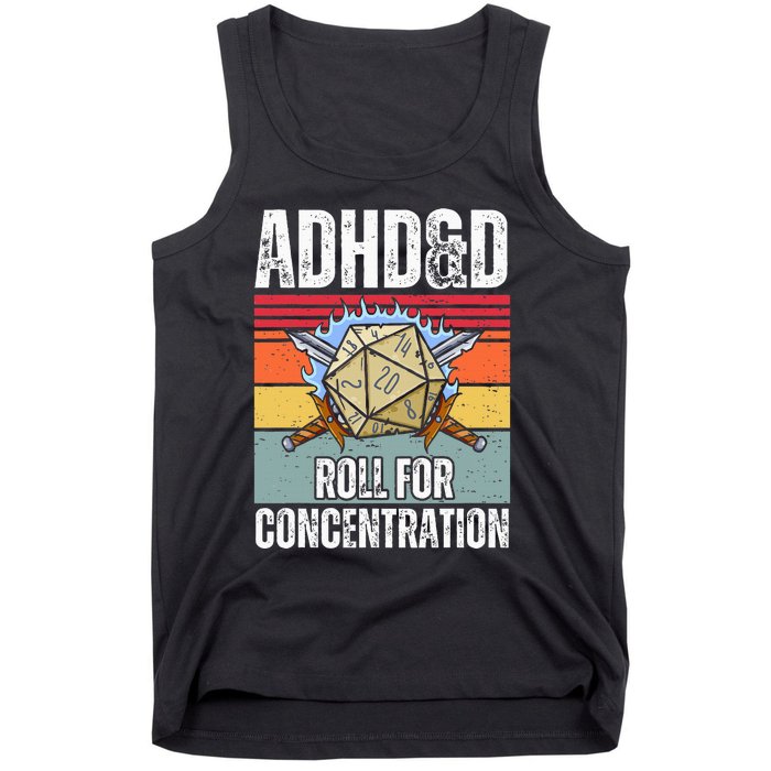 Retro Vintage Adhd&D Roll For Concentration Tank Top