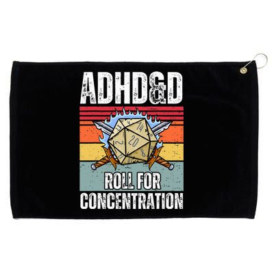 Retro Vintage Adhd&D Roll For Concentration Grommeted Golf Towel