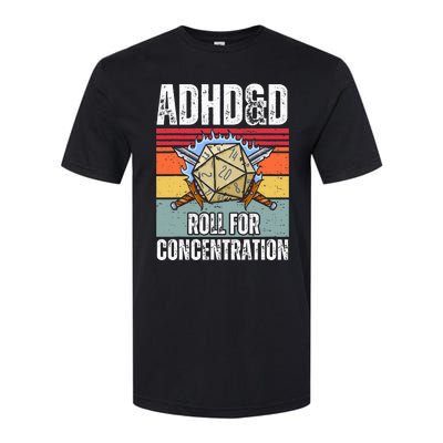 Retro Vintage Adhd&D Roll For Concentration Softstyle CVC T-Shirt