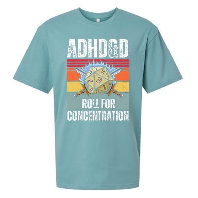 Retro Vintage Adhd&D Roll For Concentration Sueded Cloud Jersey T-Shirt