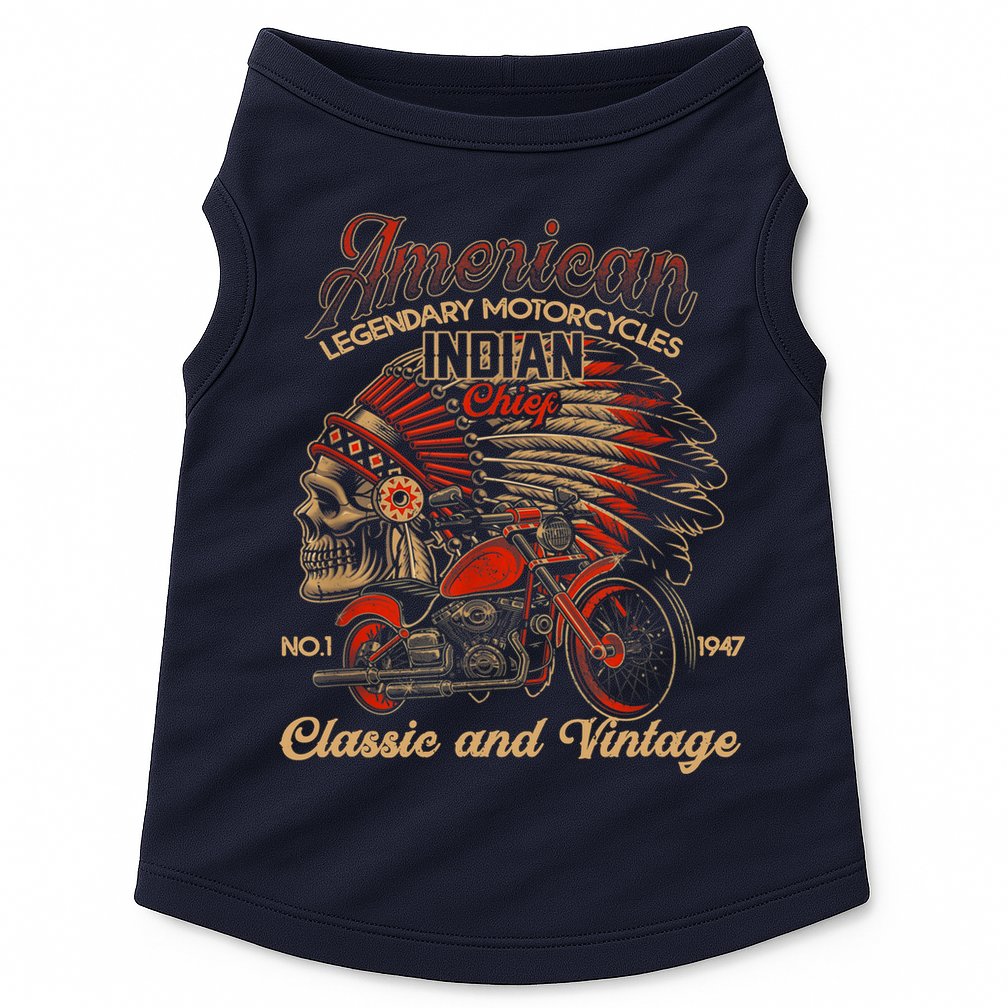 Retro Vintage American Motorcycle Indian for Old Biker Funny Doggie Tank