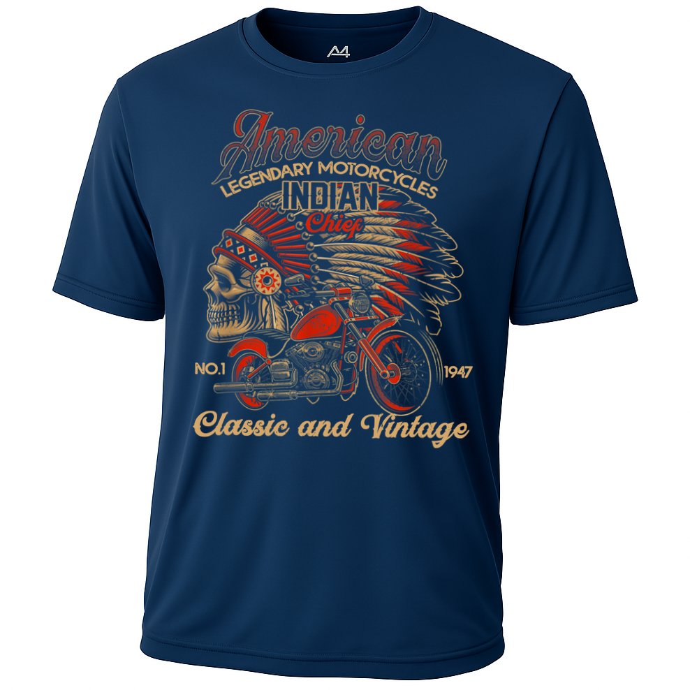 Retro Vintage American Motorcycle Indian for Old Biker Funny Cooling Performance Crew T-Shirt