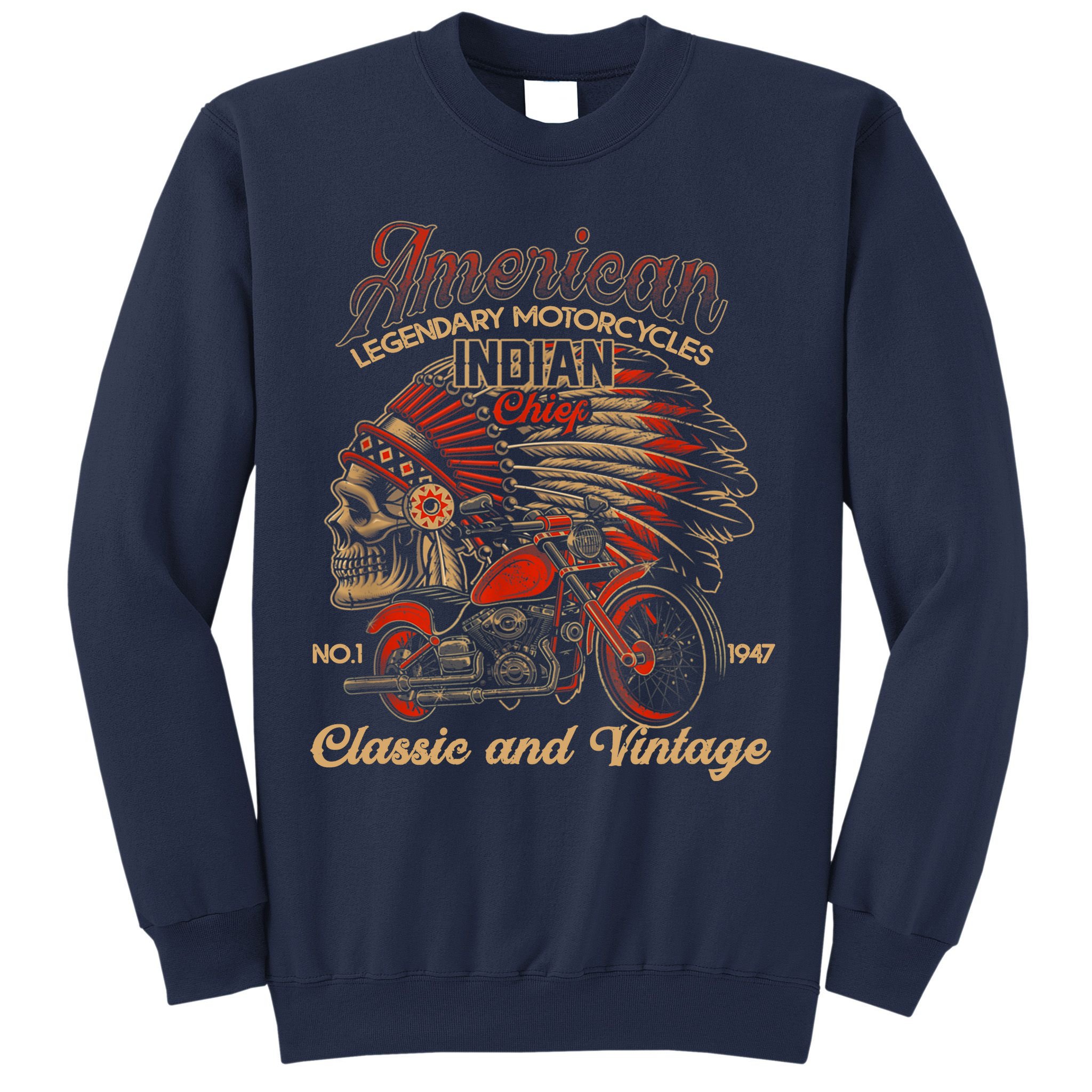 Retro Vintage American Motorcycle Indian for Old Biker Funny Sweatshirt