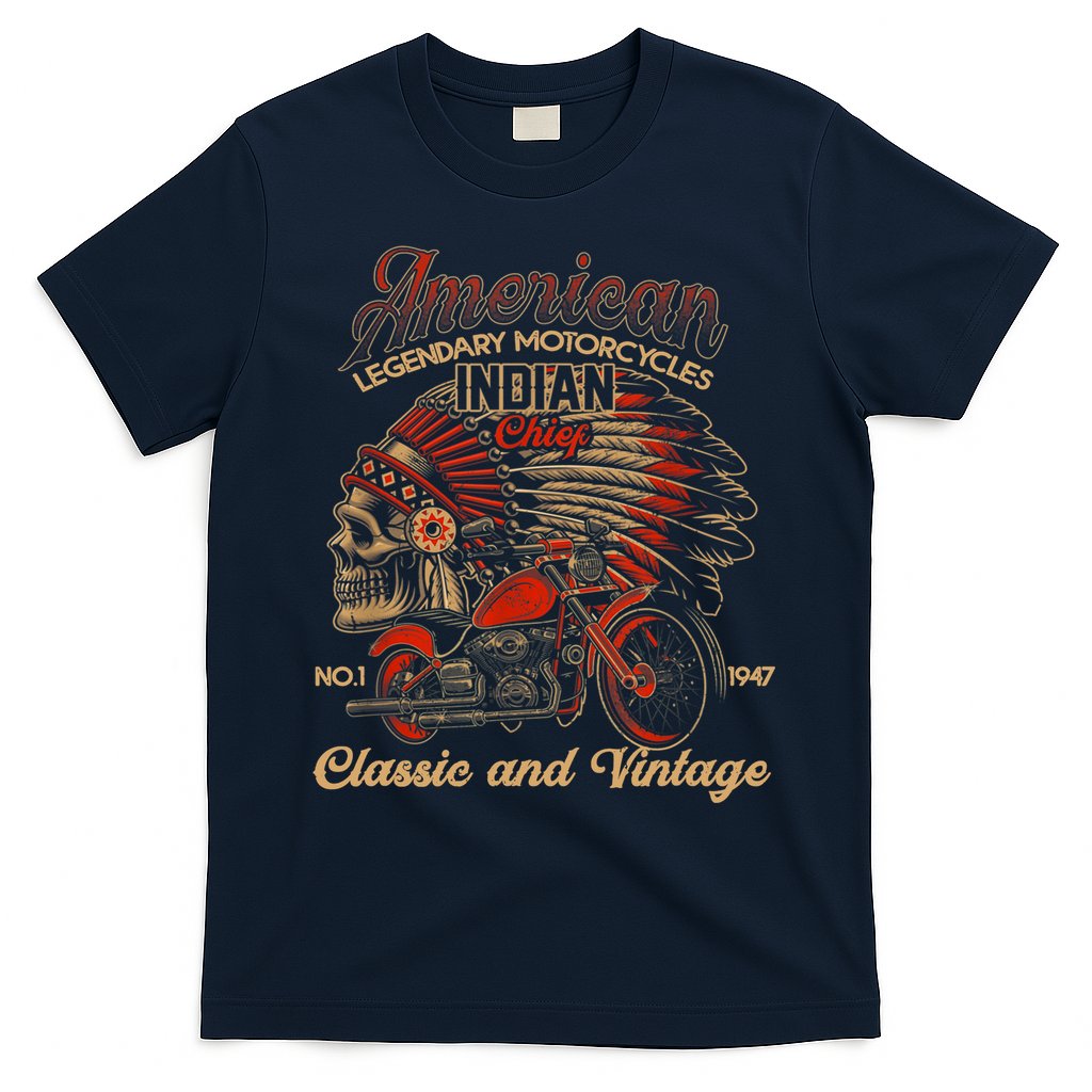 Retro Vintage American Motorcycle Indian for Old Biker Funny T-Shirt
