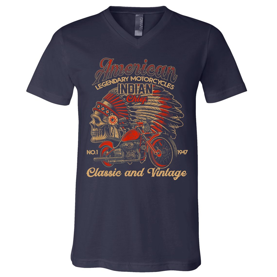 Retro Vintage American Motorcycle Indian for Old Biker Funny V-Neck T-Shirt