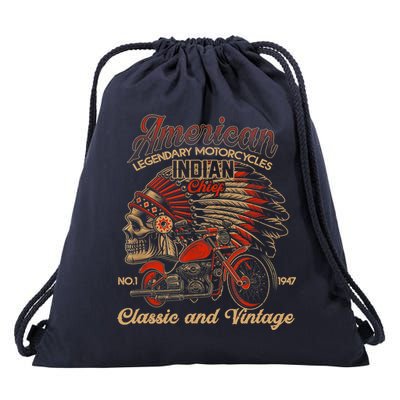 Retro Vintage American Motorcycle Indian for Old Biker Funny Drawstring Bag