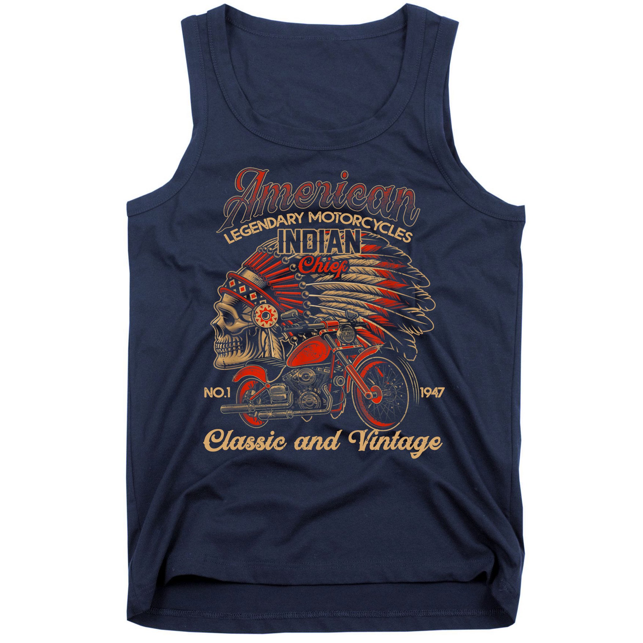 Retro Vintage American Motorcycle Indian for Old Biker Funny Tank Top