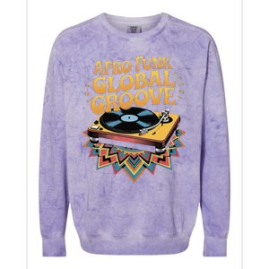 Retro Vinyl Afro Soul Music Groove Funky 70s Colorblast Crewneck Sweatshirt