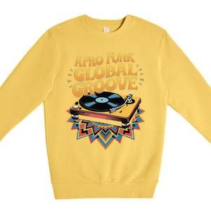 Retro Vinyl Afro Soul Music Groove Funky 70s Premium Crewneck Sweatshirt