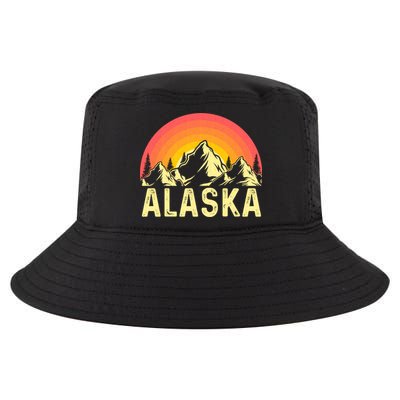 Retro Vintage Alaska Mountain & Sun Cool Comfort Performance Bucket Hat