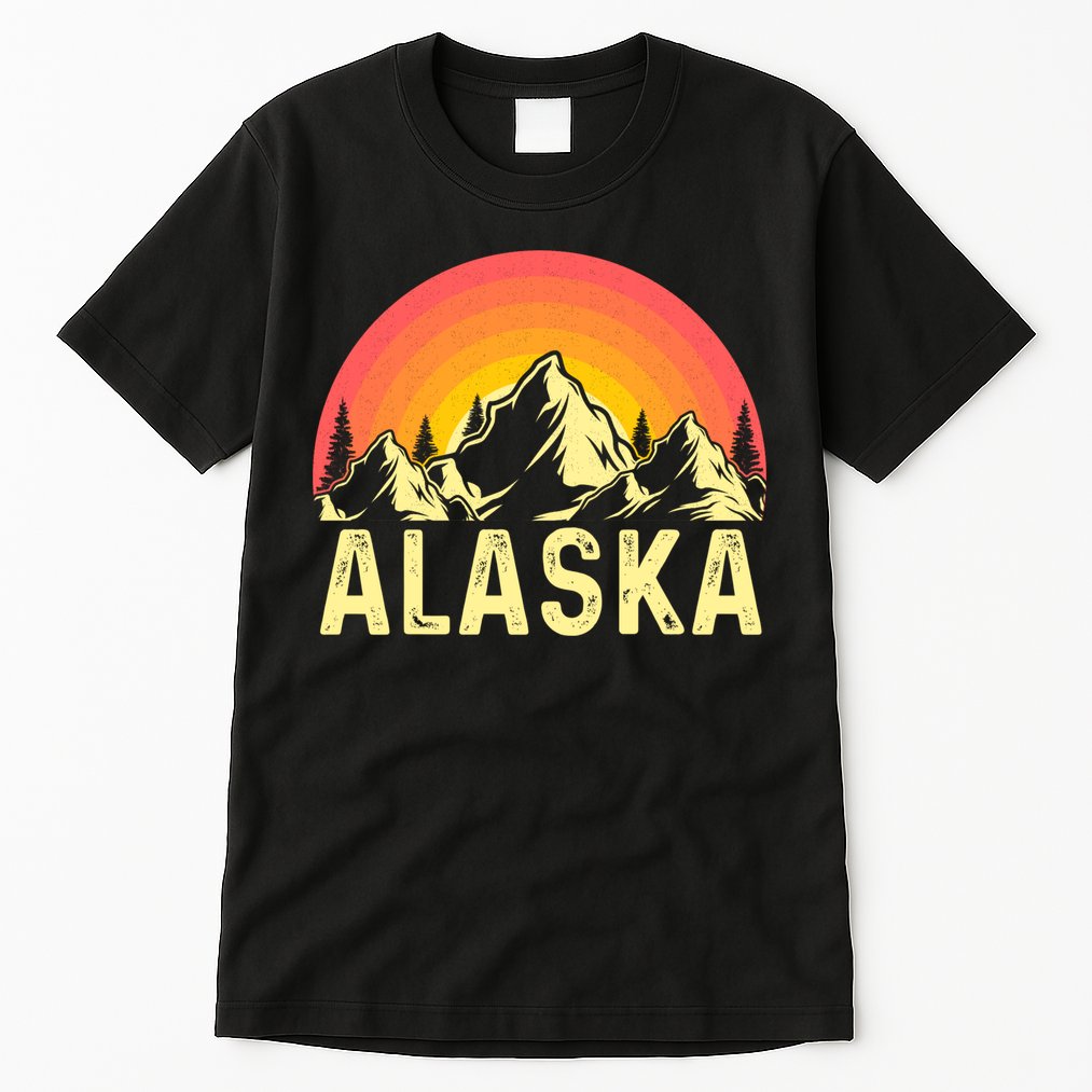 Retro Vintage Alaska Mountain & Sun Tall T-Shirt