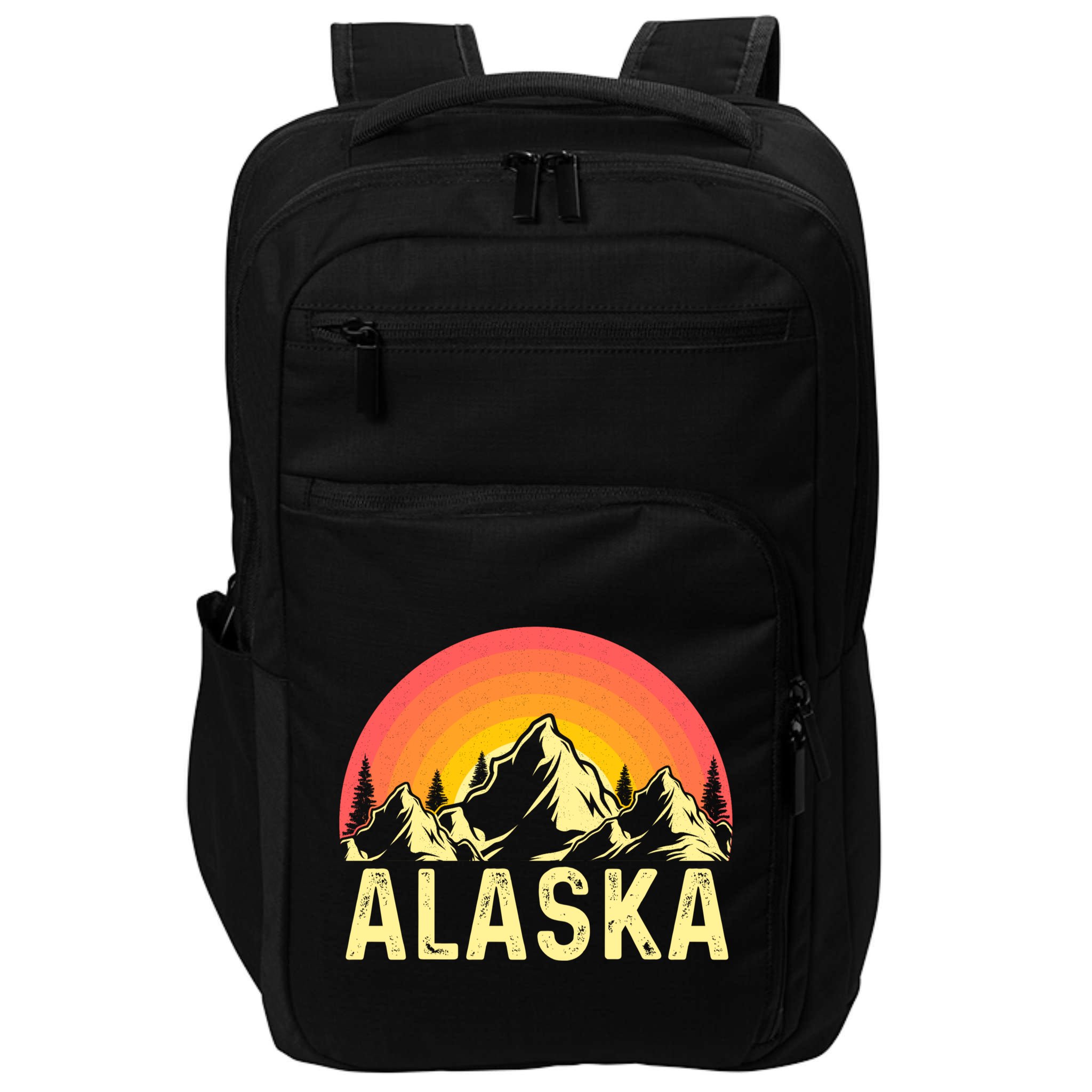 Retro Vintage Alaska Mountain & Sun Impact Tech Backpack