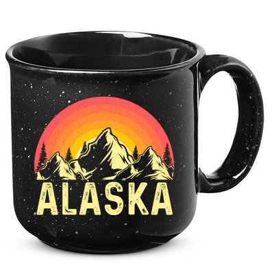 Retro Vintage Alaska Mountain & Sun 15oz Campfire Ceramic Mug