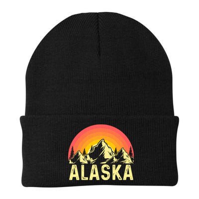 Retro Vintage Alaska Mountain & Sun Beanie