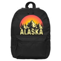 Retro Vintage Alaska Mountain & Sun 16 in Basic Backpack