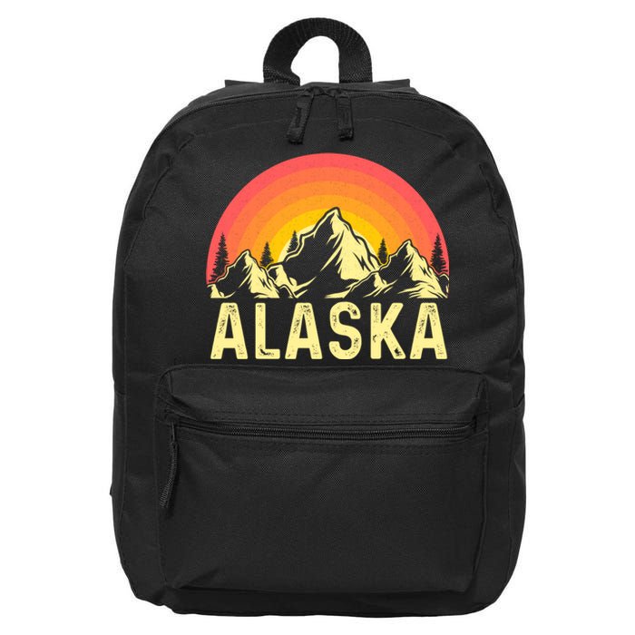 Retro Vintage Alaska Mountain & Sun 16 in Basic Backpack