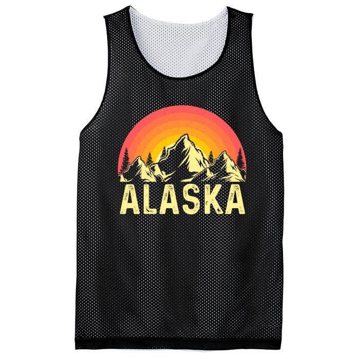 Retro Vintage Alaska Mountain & Sun Mesh Reversible Basketball Jersey Tank