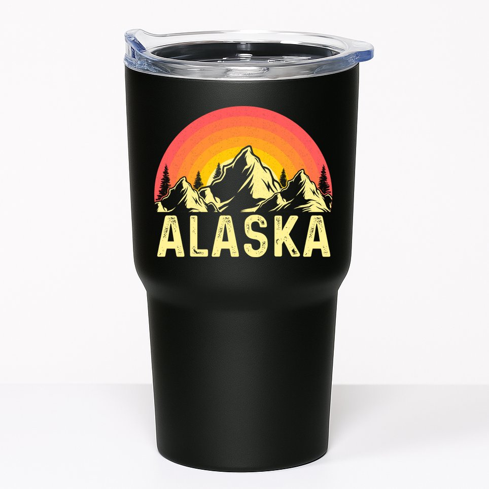 Retro Vintage Alaska Mountain & Sun Tumbler