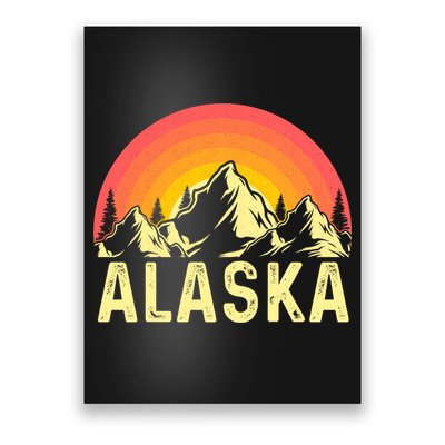 Retro Vintage Alaska Mountain & Sun Poster
