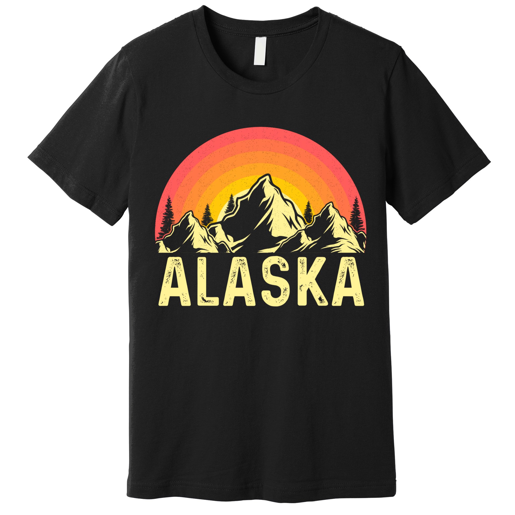 Retro Vintage Alaska Mountain & Sun Premium T-Shirt