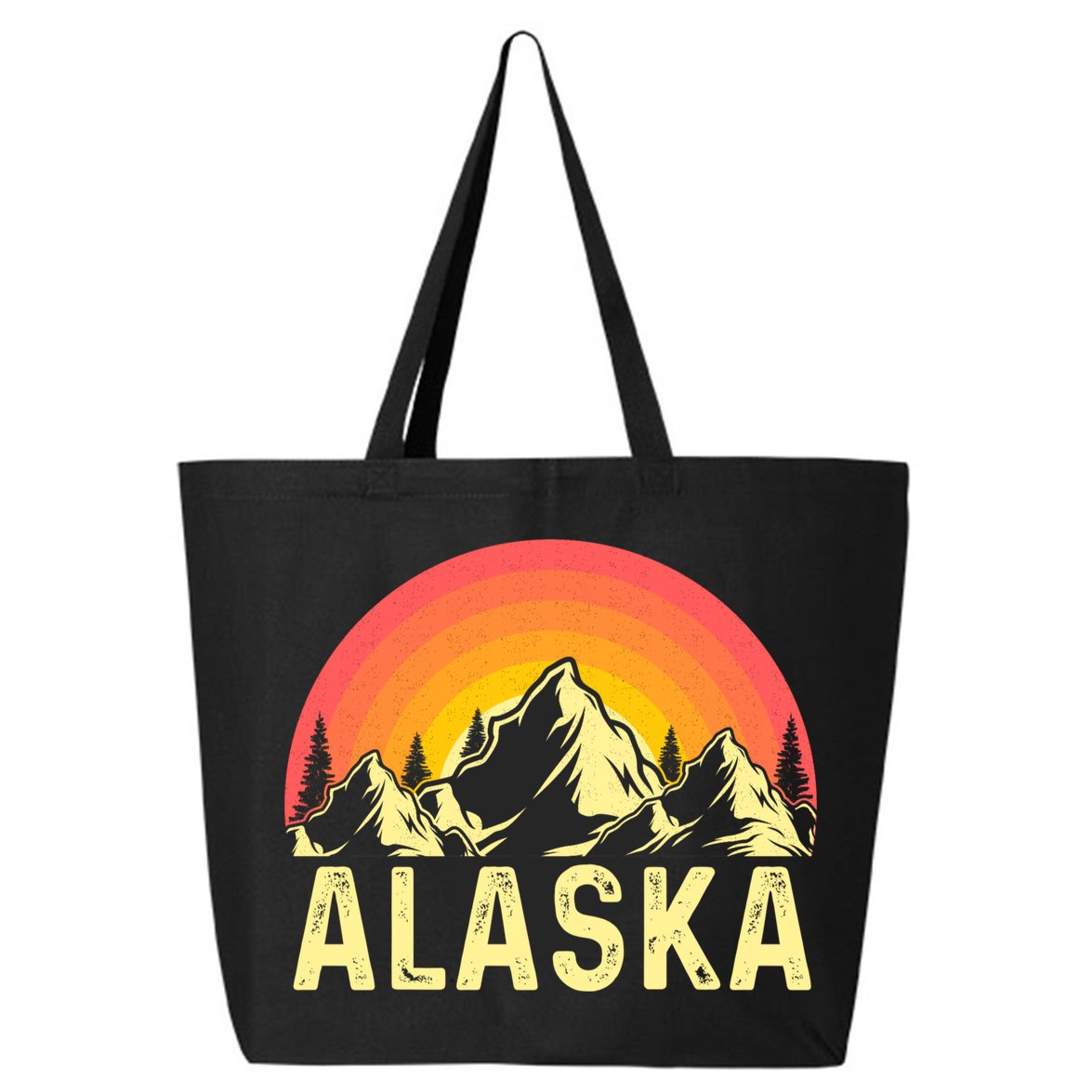 Retro Vintage Alaska Mountain & Sun 25L Jumbo Tote