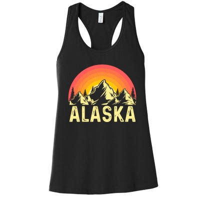 Retro Vintage Alaska Mountain & Sun Women's Racerback Tank