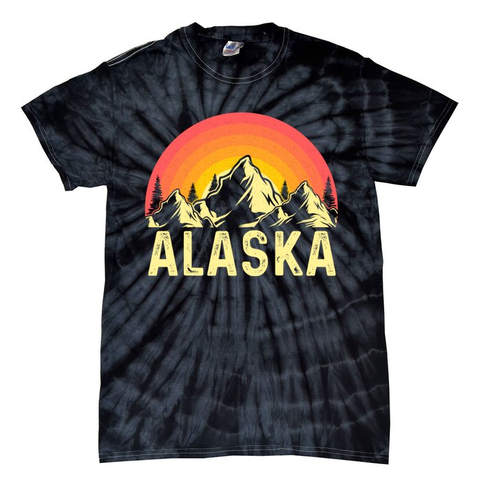 Retro Vintage Alaska Mountain & Sun Tie-Dye T-Shirt