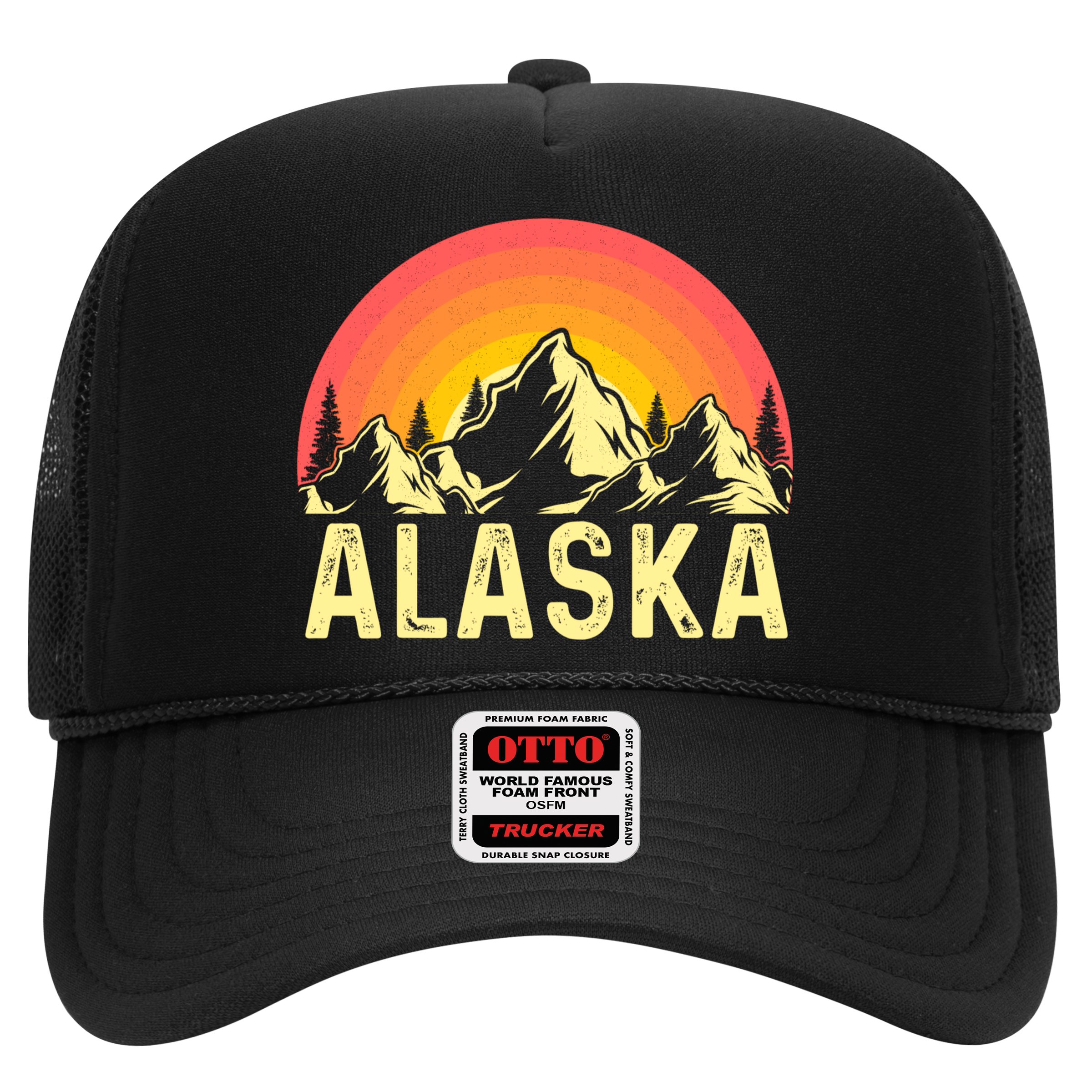 Retro Vintage Alaska Mountain & Sun Hat