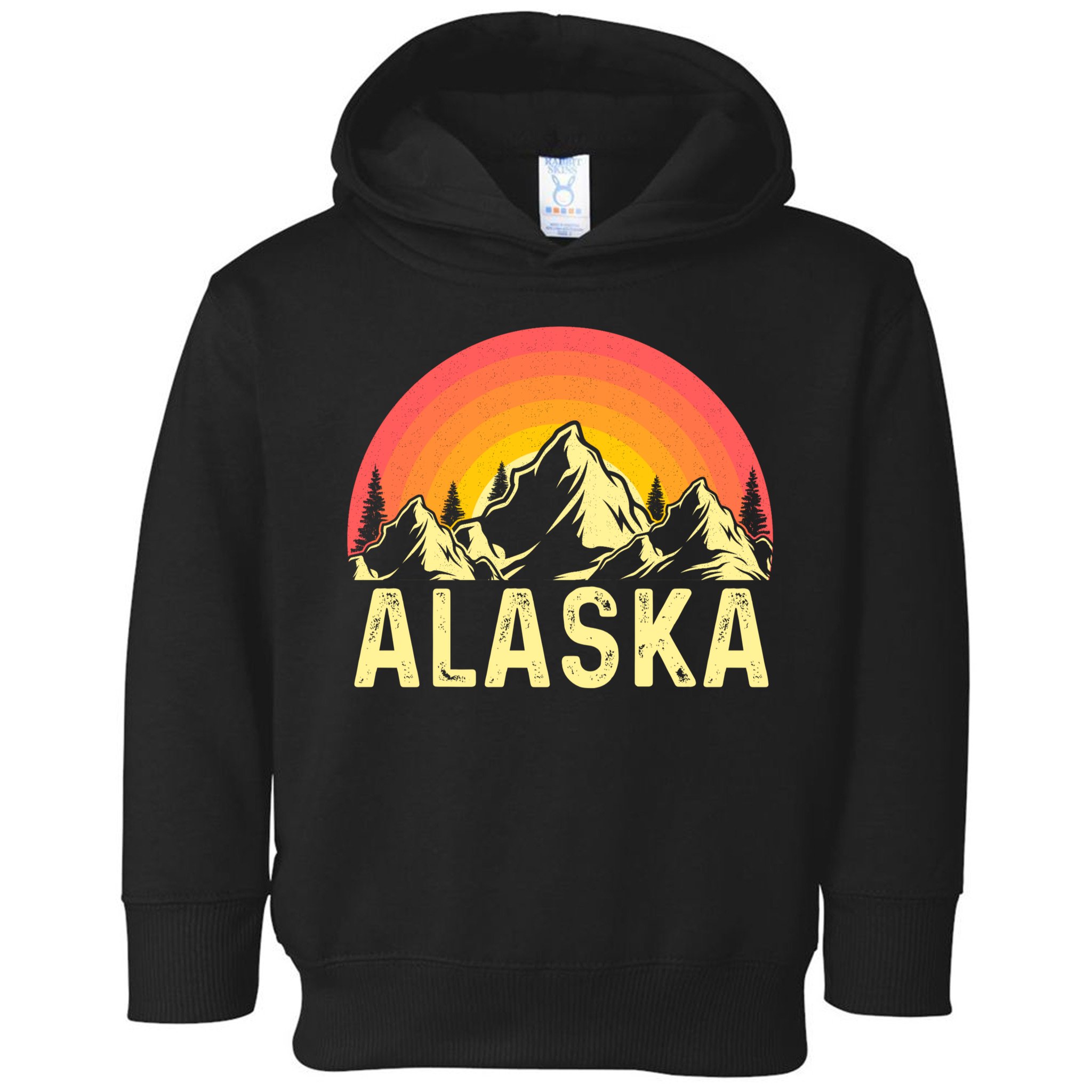 Retro Vintage Alaska Mountain & Sun Toddler Hoodie