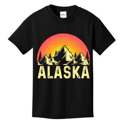 Retro Vintage Alaska Mountain & Sun Kids T-Shirt