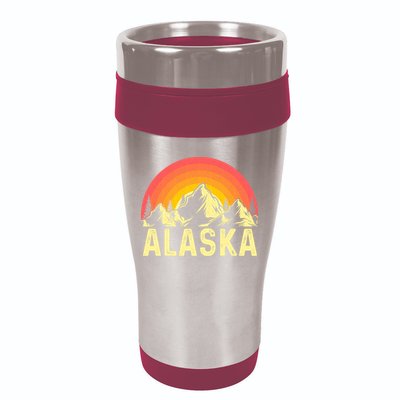Retro Vintage Alaska Mountain & Sun 16oz Travel Tumbler