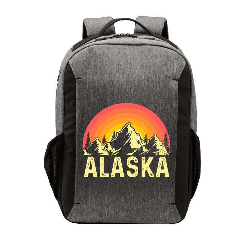 Retro Vintage Alaska Mountain & Sun Vector Backpack